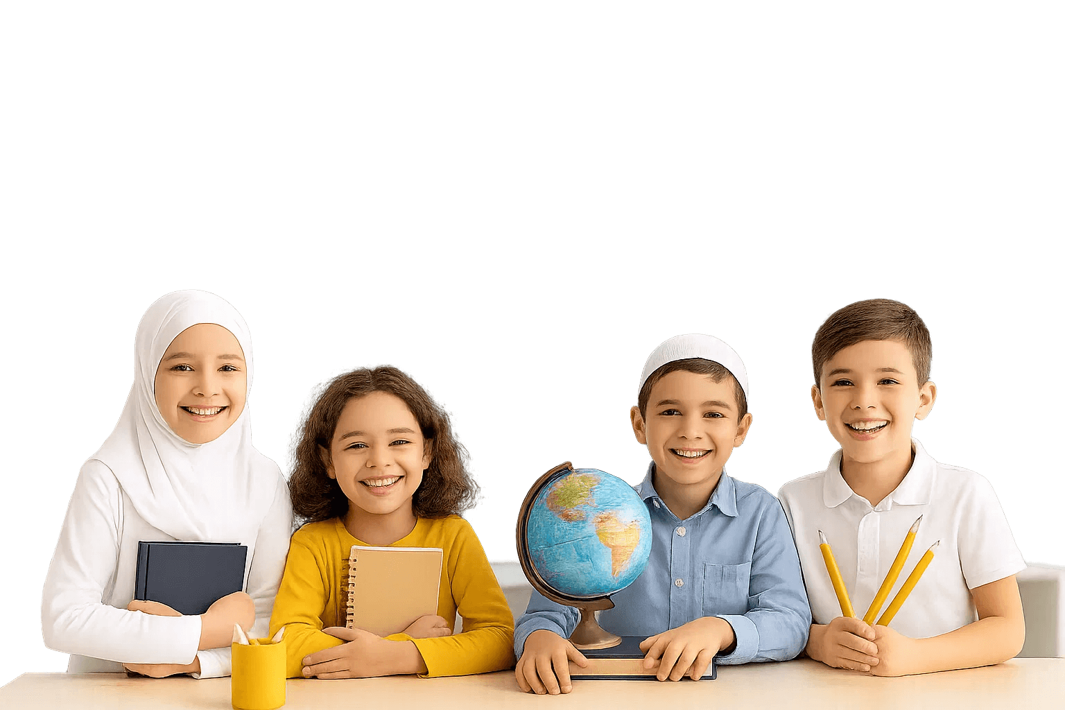 Banner principal do site com 4 crianças sorrindo.